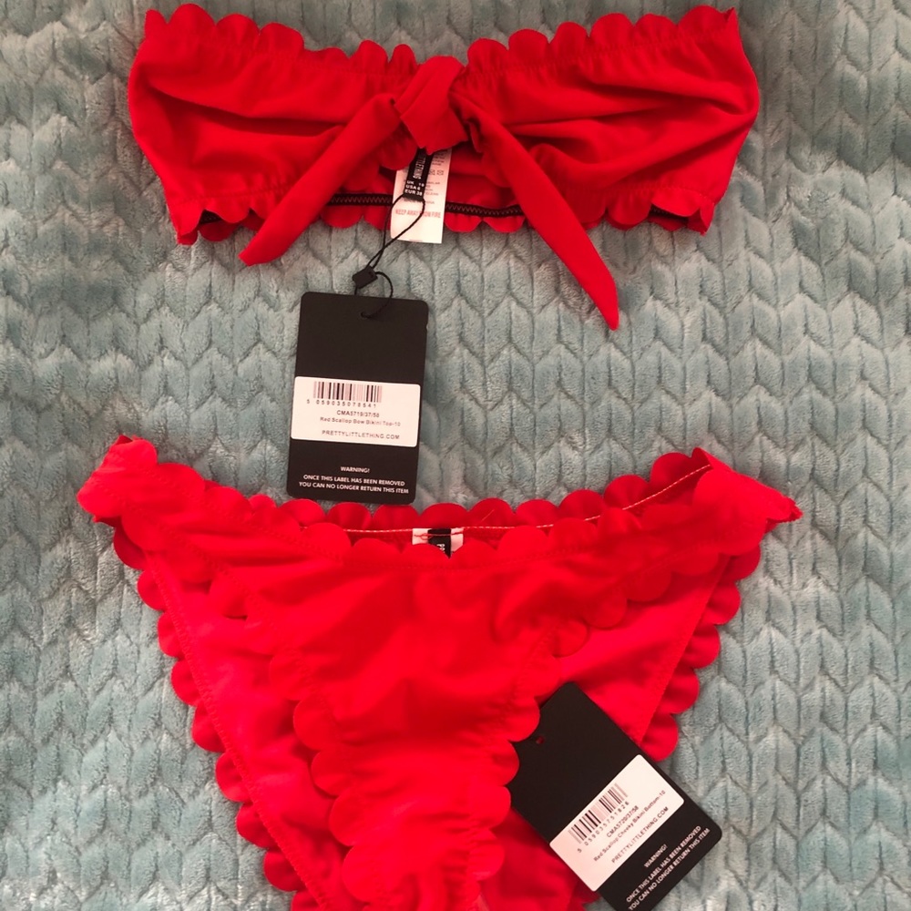 Red Two Piece Swim Suit